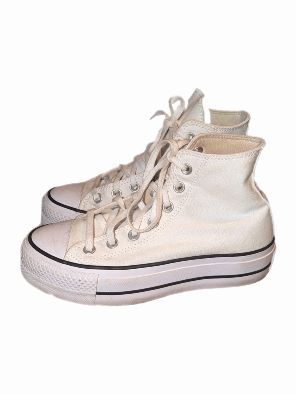 Converse High-Top Platform Sneakers in Off-White 🦢